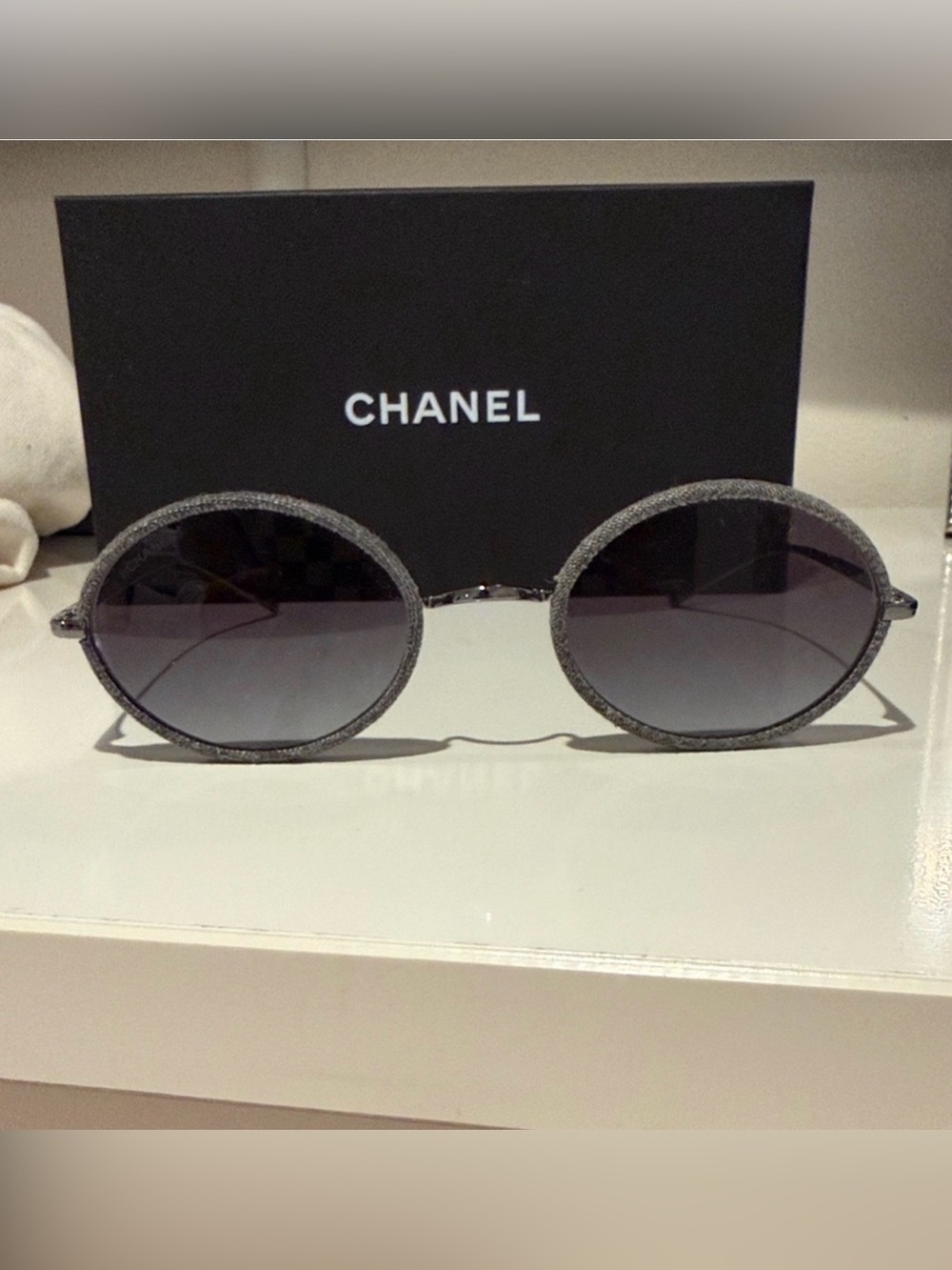 CHANEL Round Denim Sunglasses